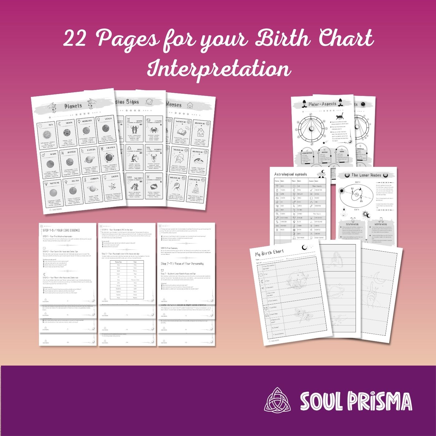 Birth Chart Astrology Cheat Sheet Bundle